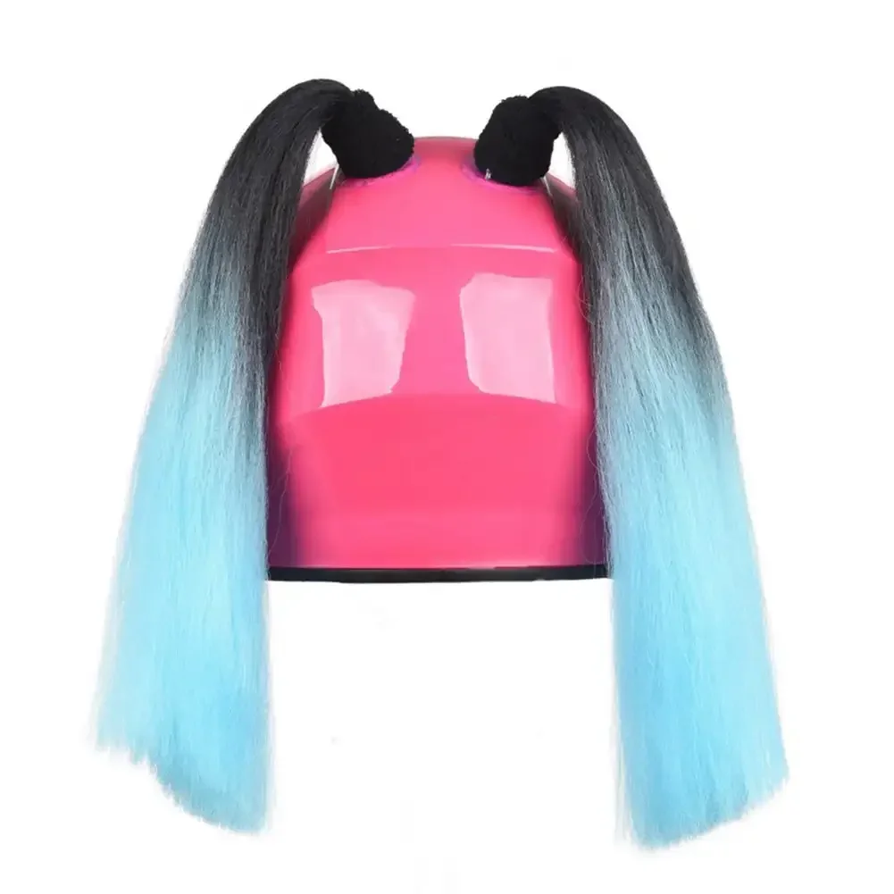 2Pcs Motorcycle Helmet Braids Wig Multicolor Loose Wig Ponytail Braid Motorbike Helmet Pigtails Decoration For Women Children