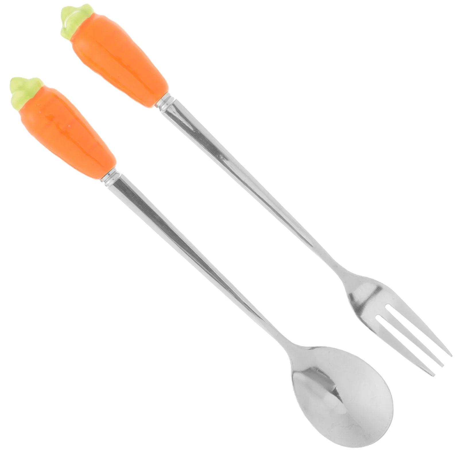 2 Pcs Kids Utensils Carrot Knife and Fork Flatware Dessert Spoon Tableware Restaurant Easter Child Baby