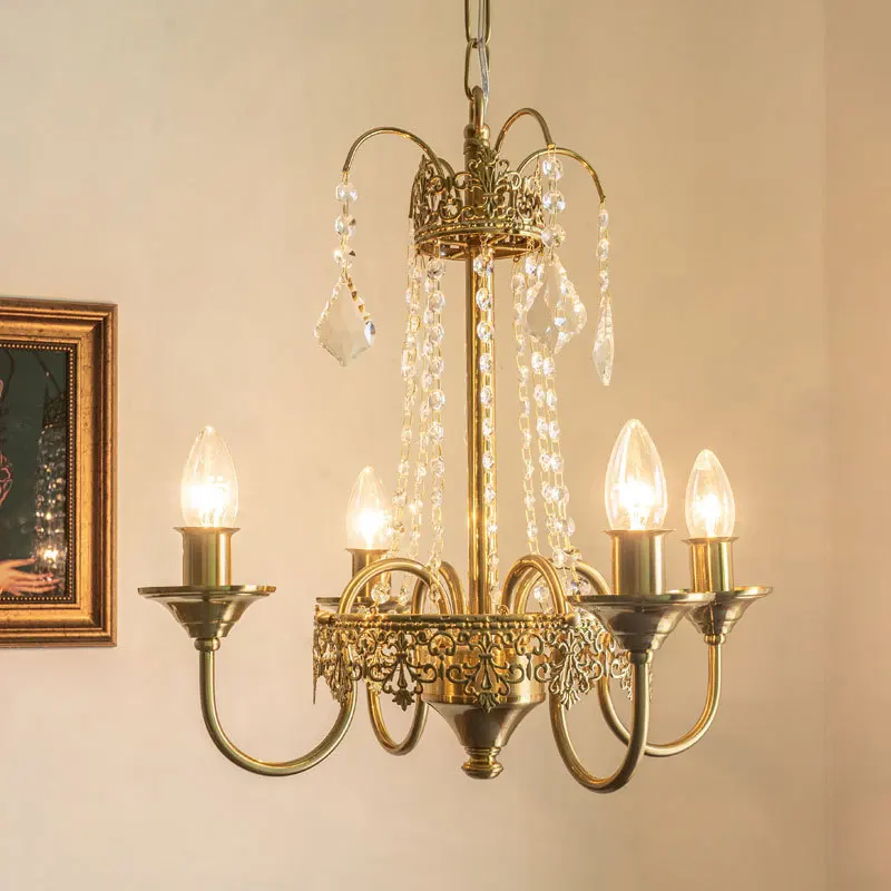 French court crystal chandelier, European American country light luxury bedroom villa living room dining room retro candle lamp