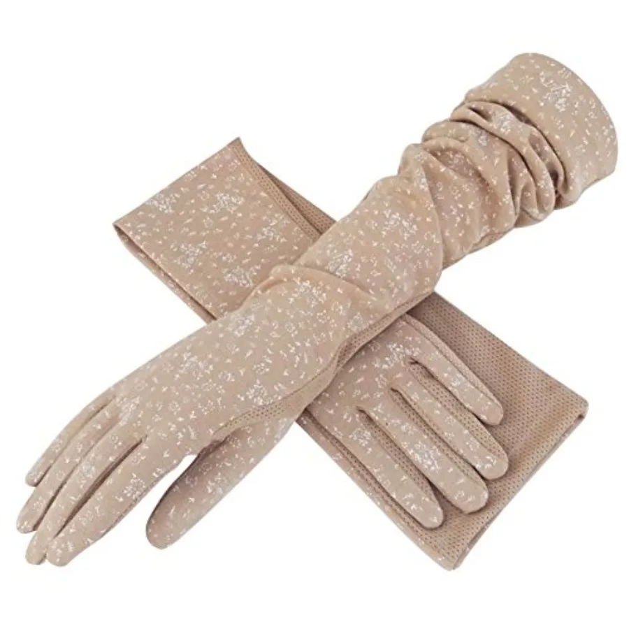 

Greenery-GRE Womens Long Sun Protection Gloves Full Finger Driving Gloves Floral Arm Sleeve Cover Lightweight Summer Outdoor
