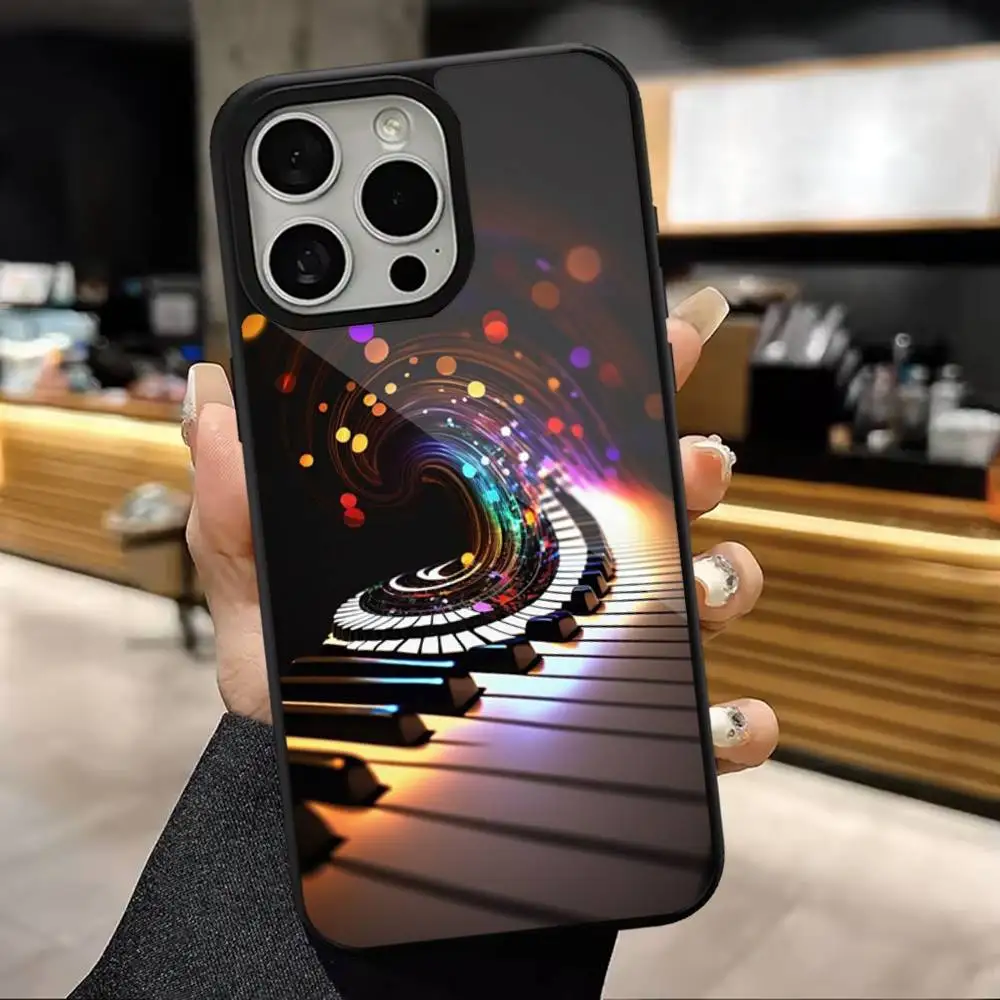 Música arte piano caso de telefone para iphone 16,15,14,13,12,11, pro, max, plus, mini, magsafe, caso de carregamento magnético sem fio