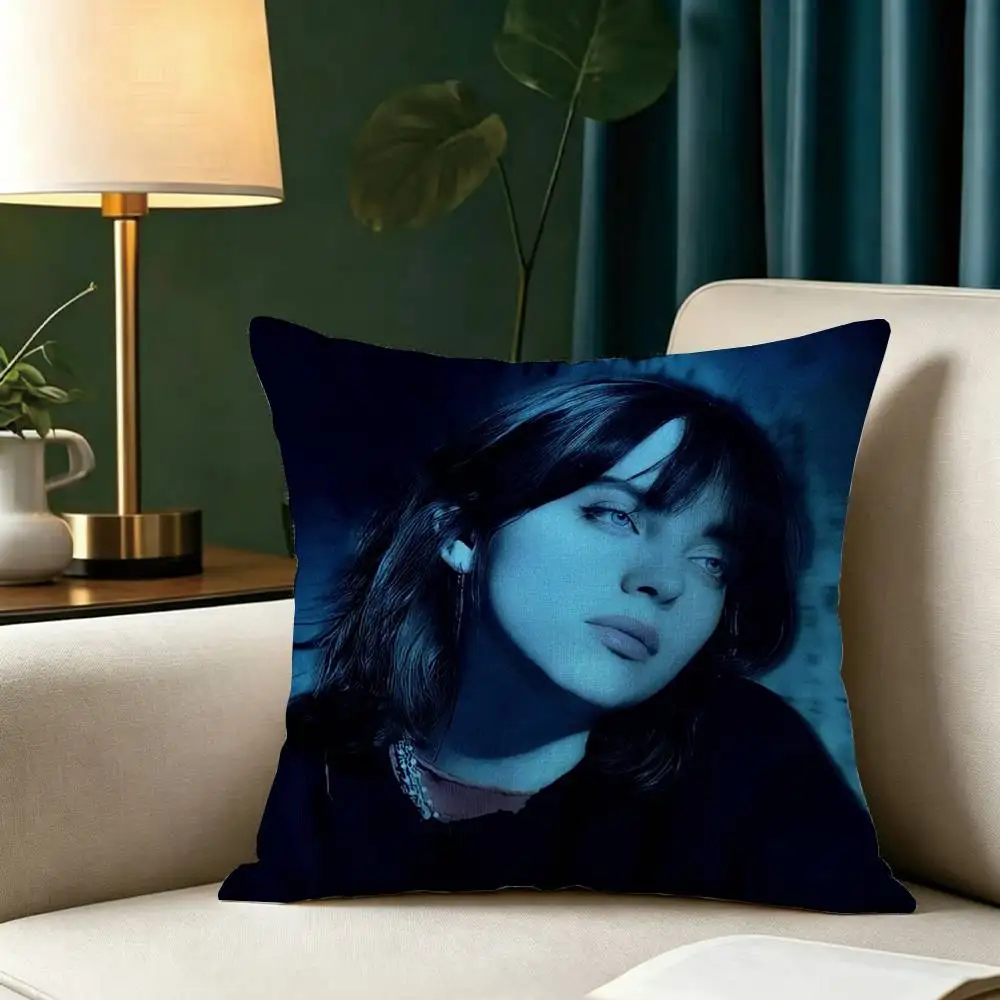 POP Singer Billie-e Eilish Pillow Case Square Double-Sided Sofa Cushion Cover Bedroom Bedside Pillow