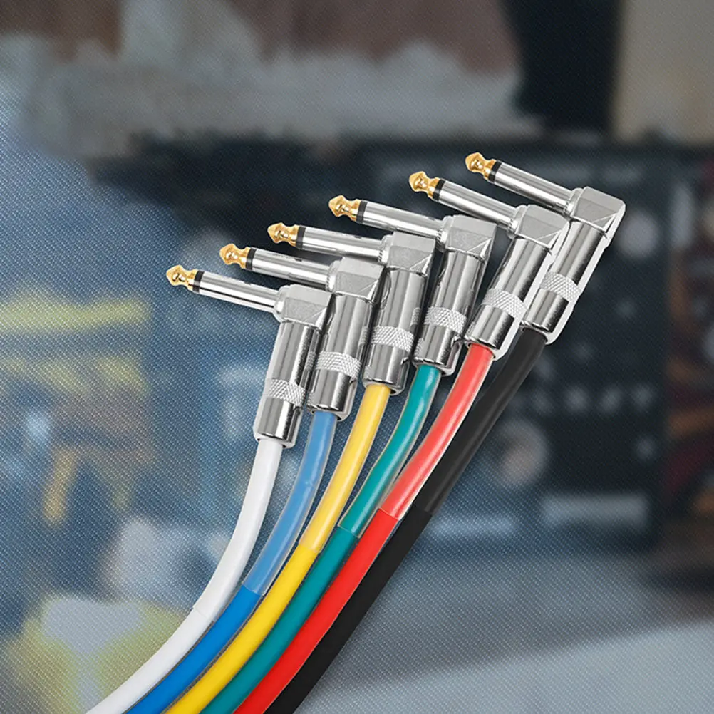 Guitar Pedal Cable 6.35mm Professional Patch Cable for Pedalboards Flexible Angle Connection Clear Signal Transmission Sleek