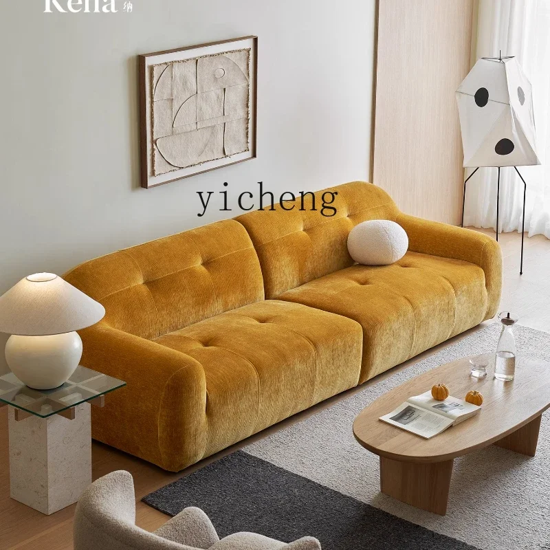 L23 Fabric Sofa Retro Living Room Small Apartment Three People Straight Row Large Sitting Deep
