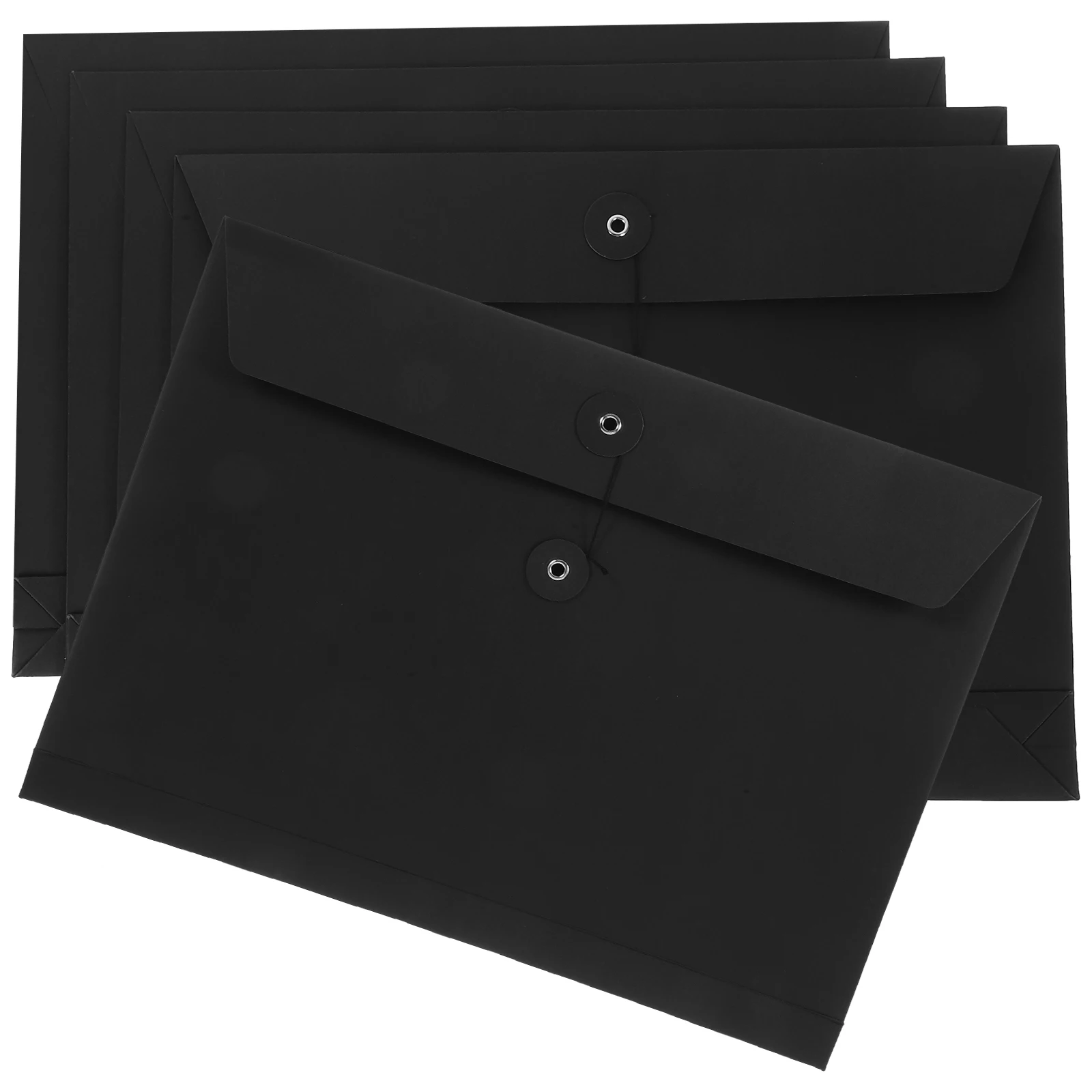 

5pcs File Pockets Thick Practical Document Organizer For School Office A4 Storage String Button Folders File Bags Receipt Holder