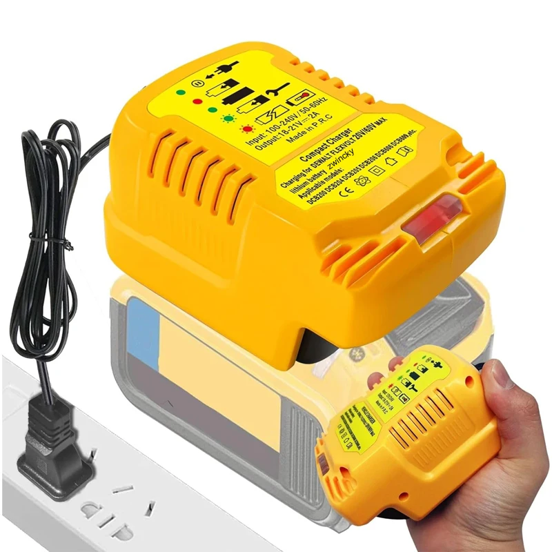 Mini Portable Charger Lithium Battery Charger Replacement For Dewalt 18V 20V 60V Battery DCB200 DCB609 DCB105 Battery EU/US Plug