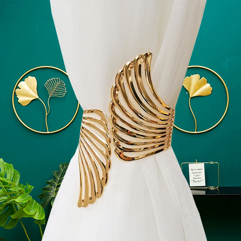 Angel Wings Curtain Tiebacks - No Drill Metal Clips for Sheer & Light Curtains, Modern Minimalist Window Holders