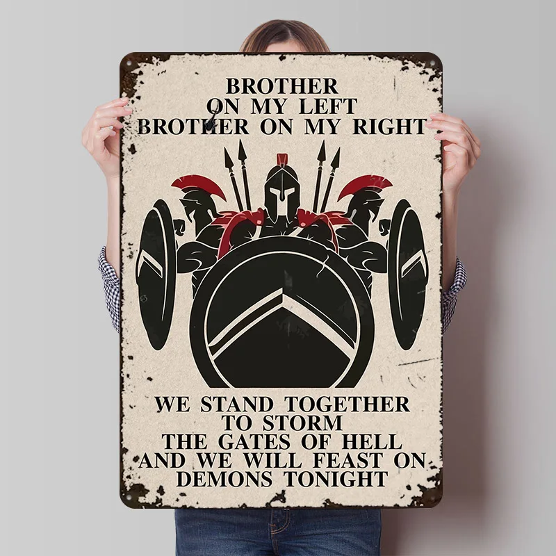 Brother Spartas Tinplate Poster Custom Wall Art Vintage Metal Signs Retro Tin Plaque for Office Decor Decoration Garage House