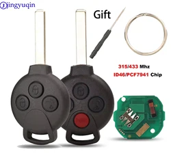 징유친 리모트 키 케이스 커버 키리스 엔트리 폴 3/4 버튼 메르세데스 벤츠 스마트 포투 451 FSK 434MHZ 자동차 키 선물용 도구