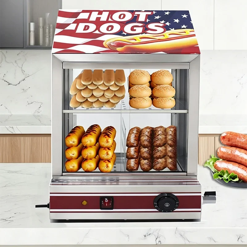 Commercial Automatic Hot Dog Warmer Bread Warmer for Convenience Stores/Fast-Food Restaurants, with Precise Temp Control