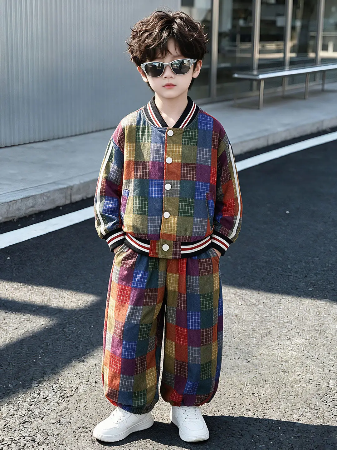 Boys Color-block Sportswear Set Teen Comfort Outdoor Sport Suit Casual Children Retro baseball jacket+Pants 2pcs Suit 2-13Years