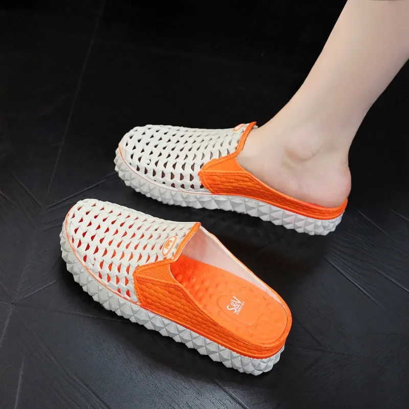 

Heighten Thick Sole Women Slippers Summer Fashion Ladies Mules Outdoor Sand Beach Platform Shoes New PVC Casual Cave Slipper