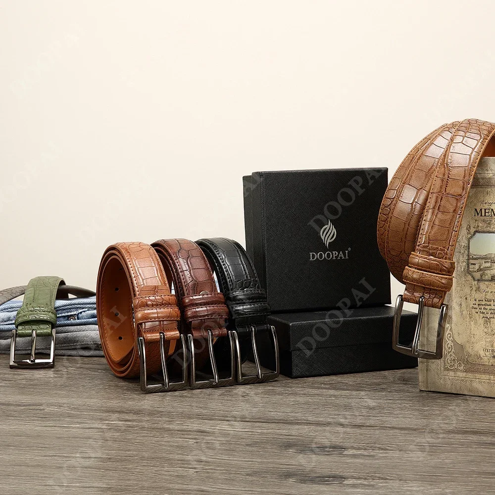 Men Top Quality PU Luxury Leather Waist Strap Black Male Automatic Buckle Jeans Belts for Men