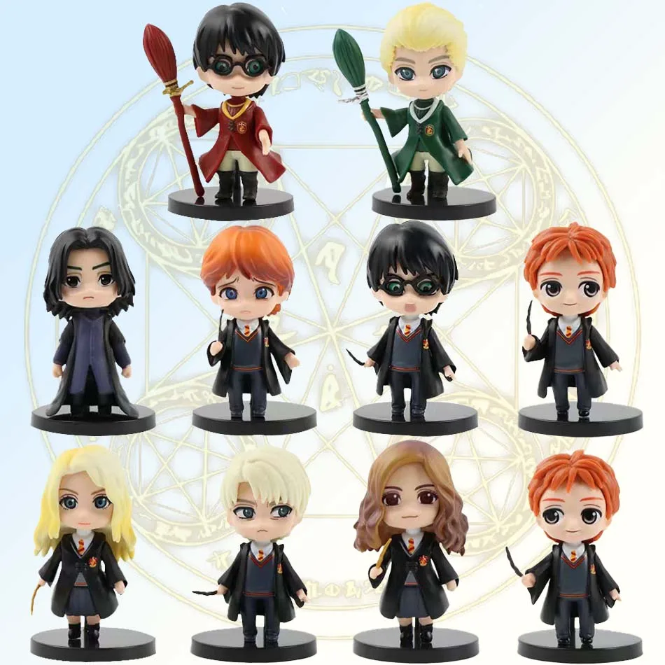 Venta caliente 10 Uds Harryy Q estilo Potter Posket Hermione Ron Hedwig figura de vinilo juguete pastel decoración coche modelo PVC muñeca regalo Juguetes