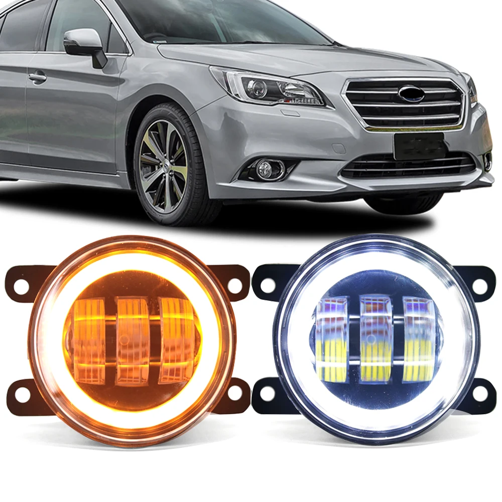 2 pièces Feux antibrouillard LED améliorés, clignotants jaunes, feux de jour Angel Eye pour Subaru Legacy B4 Japon Liberty Australie BN 2015 2016 2017