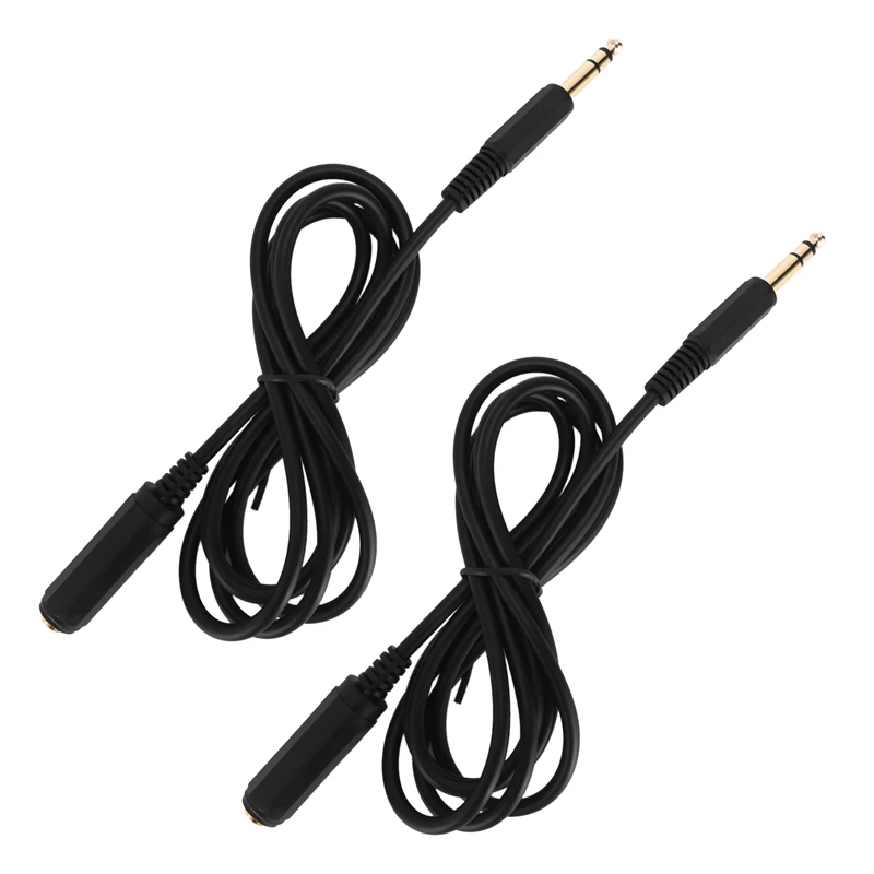 AS95 2X 6.35mm 1/4 Inch Stereo Male to Female Extension Cable, Audio Cord for Headphone Microphone, 1.8M
