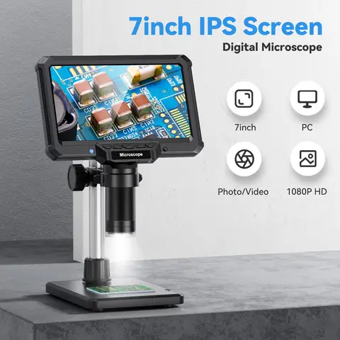 7inch Microscope 1200X 16MP HD Electronic Microscopes Camera Magnifier for Soldering Phone Repair Microscope, Coin, PCB, PC View