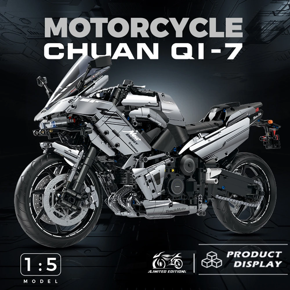 Antike Skala Motorrad Chuan Qi-7 Modell Bausteine technische graue Ziegel Motor Schreibtisch Dekoration Montage Set Kinderspiel zeug für Geschenk