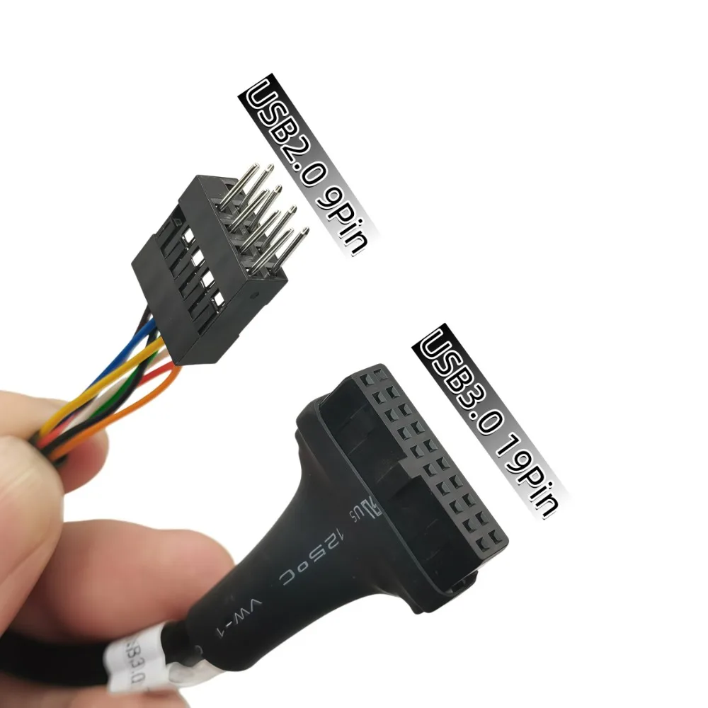USB 3.0 to USB 2.0 Motherboard Adapter Cable 19-Pin to 9-Pin Header Converter Cord for Desktop Front Panel (Supports 480Mbps)​