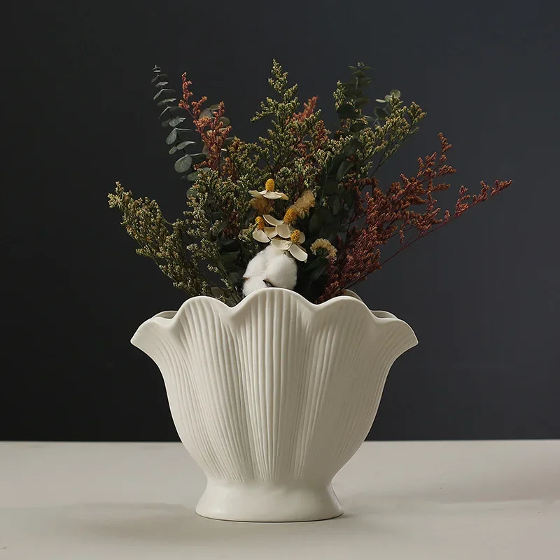 Ceramic Vase Shell Shape Vintage Vegetarian Roast Ceramic Decorative Crafts Flower Arrangement Hydroponics Home Decoration
