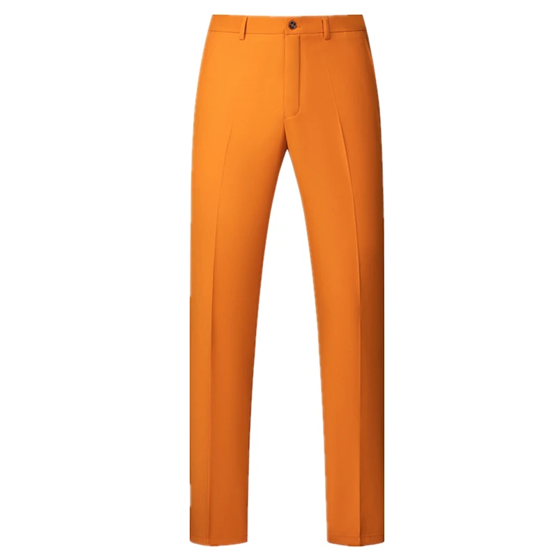 Pantalon taille moyenne pour hommes, couleur pure, élégant, bureau, mode masculine, travail, vert, rose, jaune, grande taille, M-5XL, 6XL