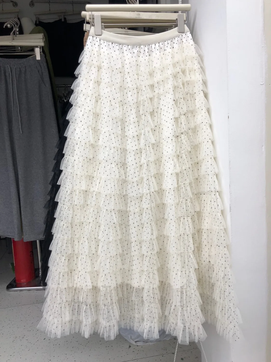 

Корейская длинная многослойная юбка А-силуэта в стиле «кейк» с высокой талией, повседневная, с принтом, свободного кроя, весна-осень