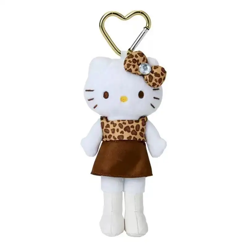Kawaii Hello Kitty 15Cm Leopard Print Long Legs Kt Plush Pendant Anime Sanrio Girl's Heart Cute Plush Keychain Girls Gifts - Image 2