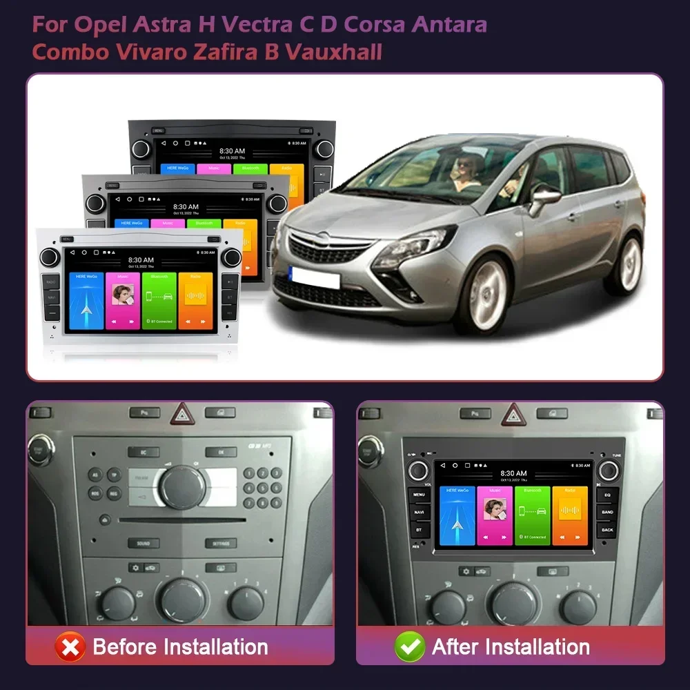 Schermo stereo 2 Din Android 13 per Opel Astra H Vectra CD Corsa Antara Combo Vivaro Zafira B Vauxhal 7 pollici