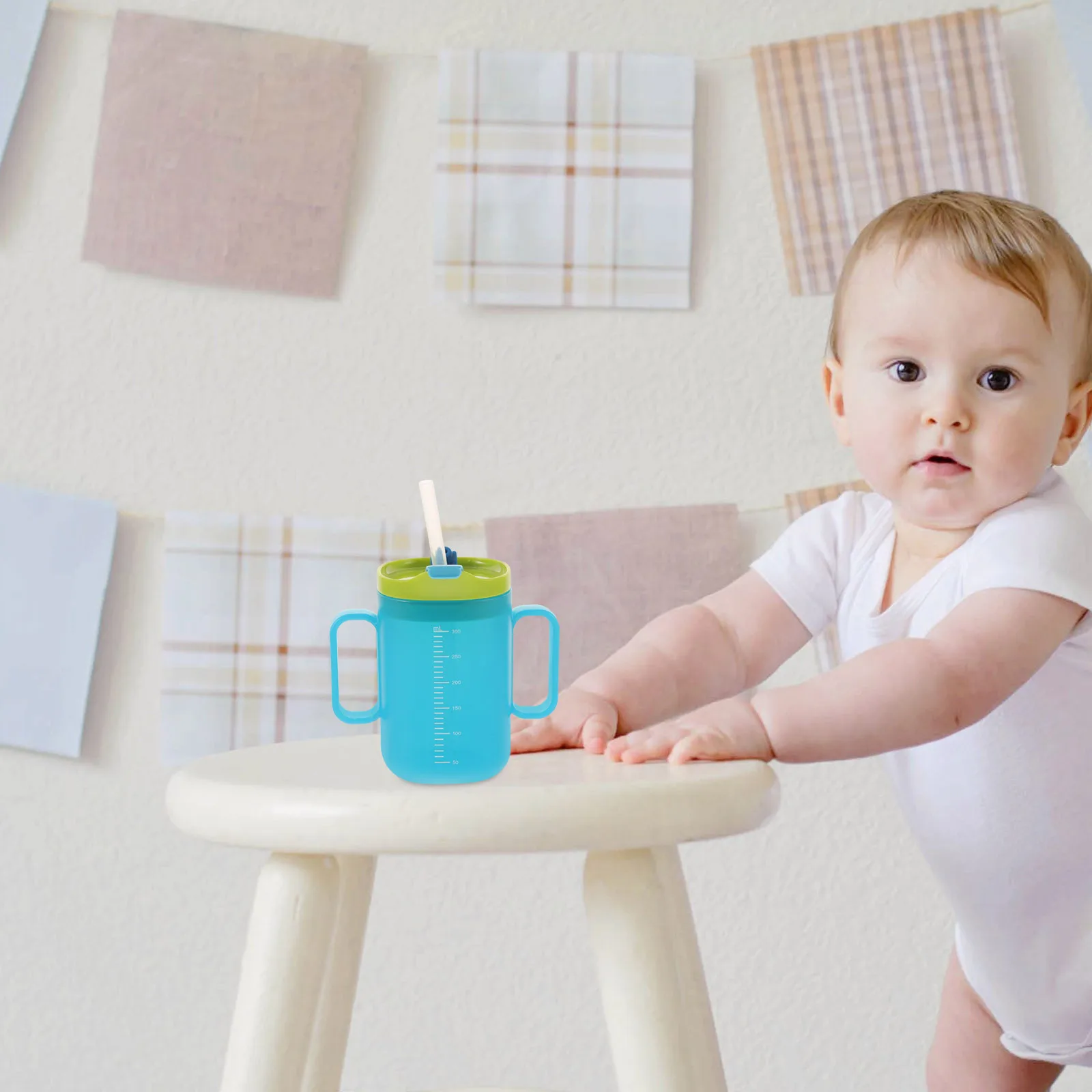 

Baby Cup 300ml Kids Water Bottle Insulated Spill Proof Dual Use Design Easy Clean Toddler Straw Cups Dysphagia Regulating