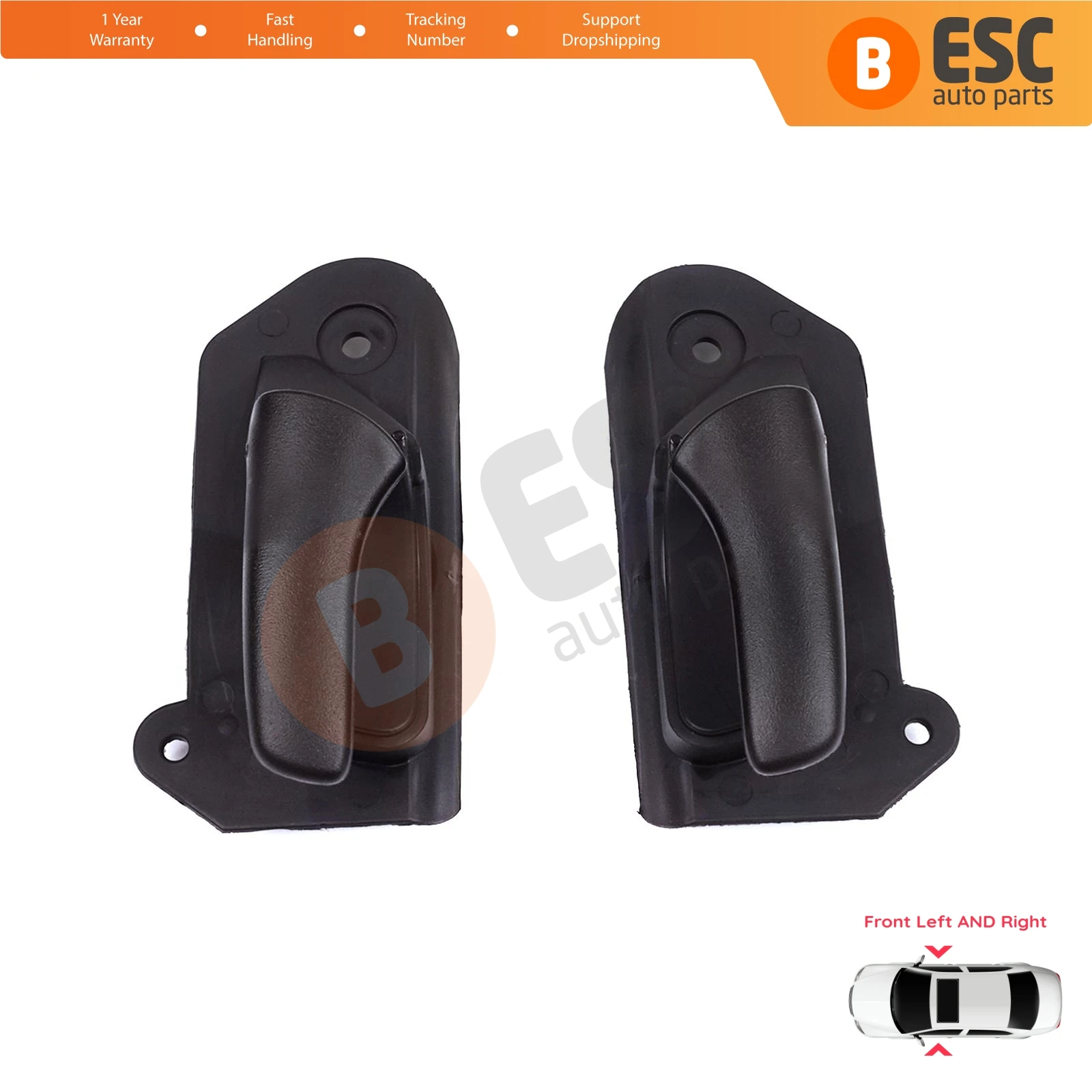 EDP1422 Front Interior Door Handle Opener Set Black for Vauxhall Opel Astra F MK3 T91 T92 1991-2001 90430129 90430130