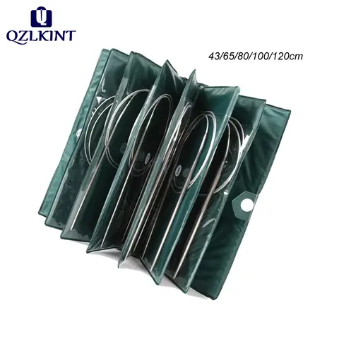 11PCS Stainless Steel Circular Knitting Needles Crochet Hook Set Yarn Weave DIY Craft Tools With Bag 43/65/80/100/120cm Length