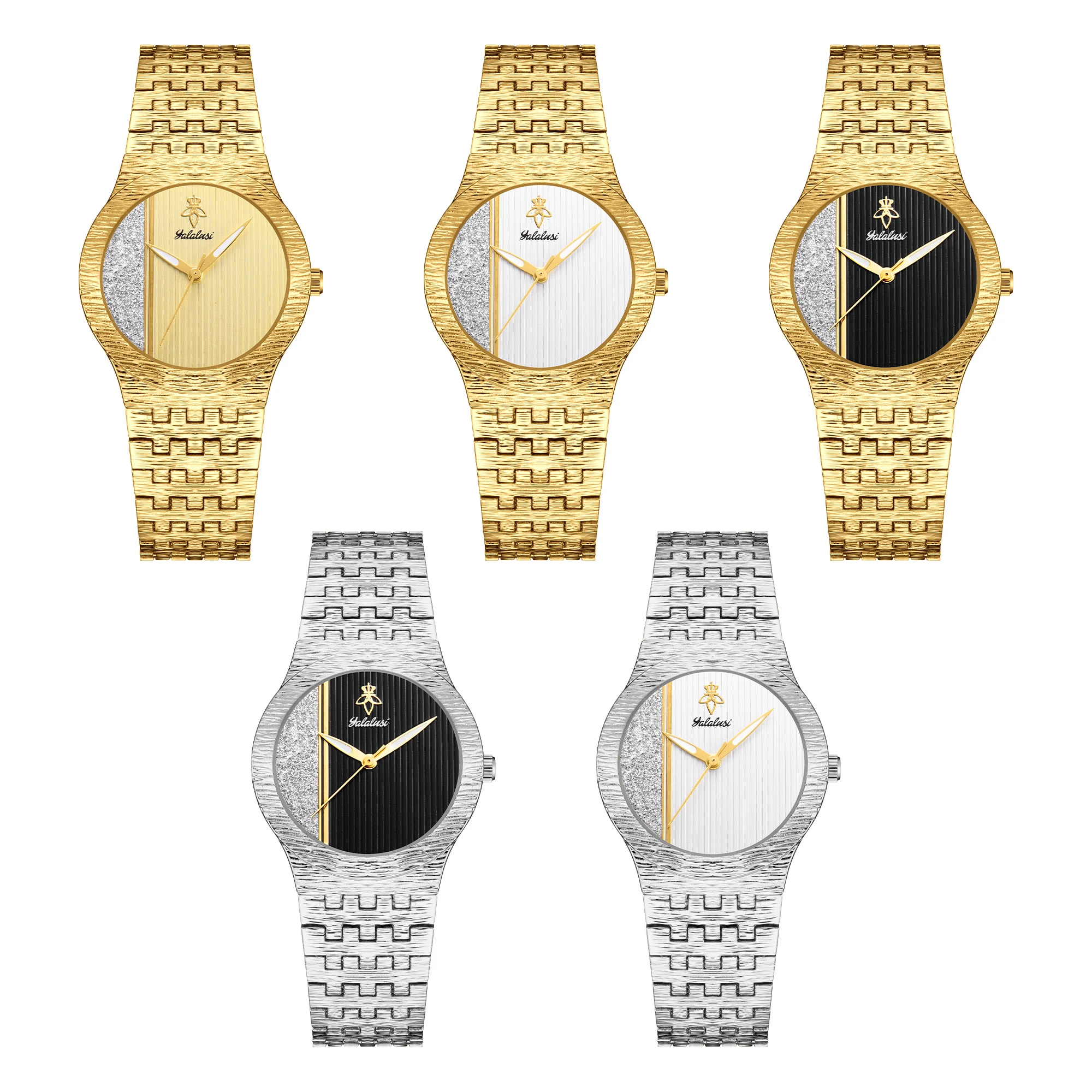 YaLaLuSi Modische Runde Glitzernde Mehrfarbige Quarzuhr mit Stahlarmband – Lässiger Unisex-Zeitmesser, Perfekt als Geschenk Reloj – Detail 5