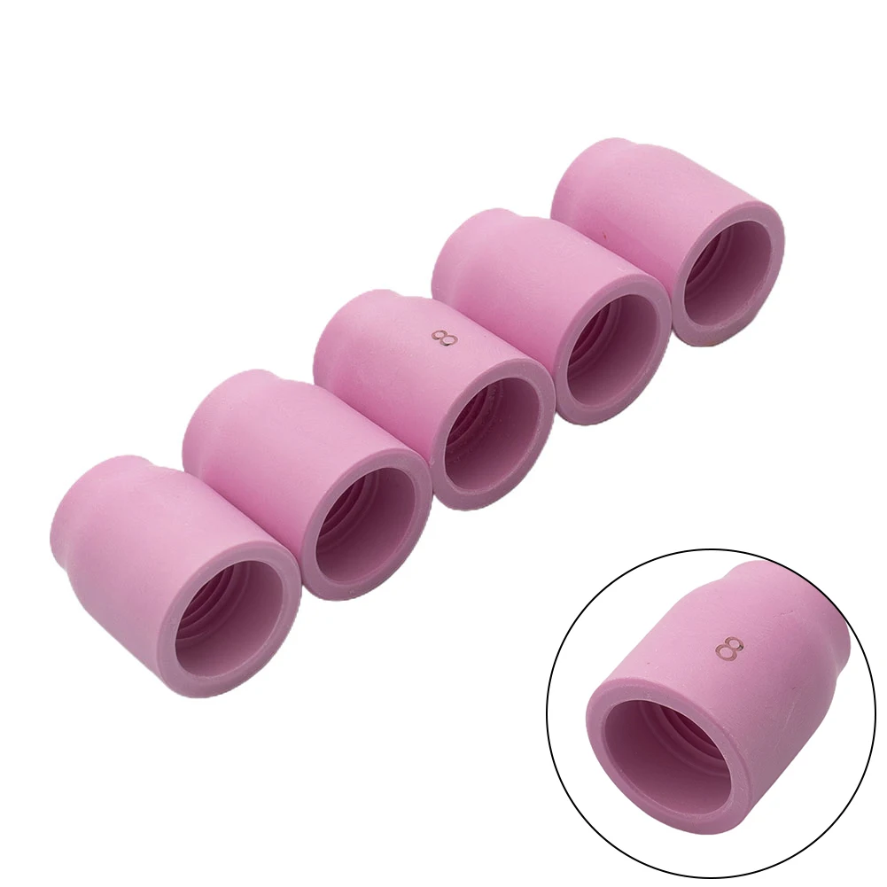 WP-9/20/25/17/18/26 TIG 용접 토치 용 알루미늄 산화물 노즐 가스 렌즈 컵 세트 25.5mm 5pcs 액세서리 세라믹 핑크