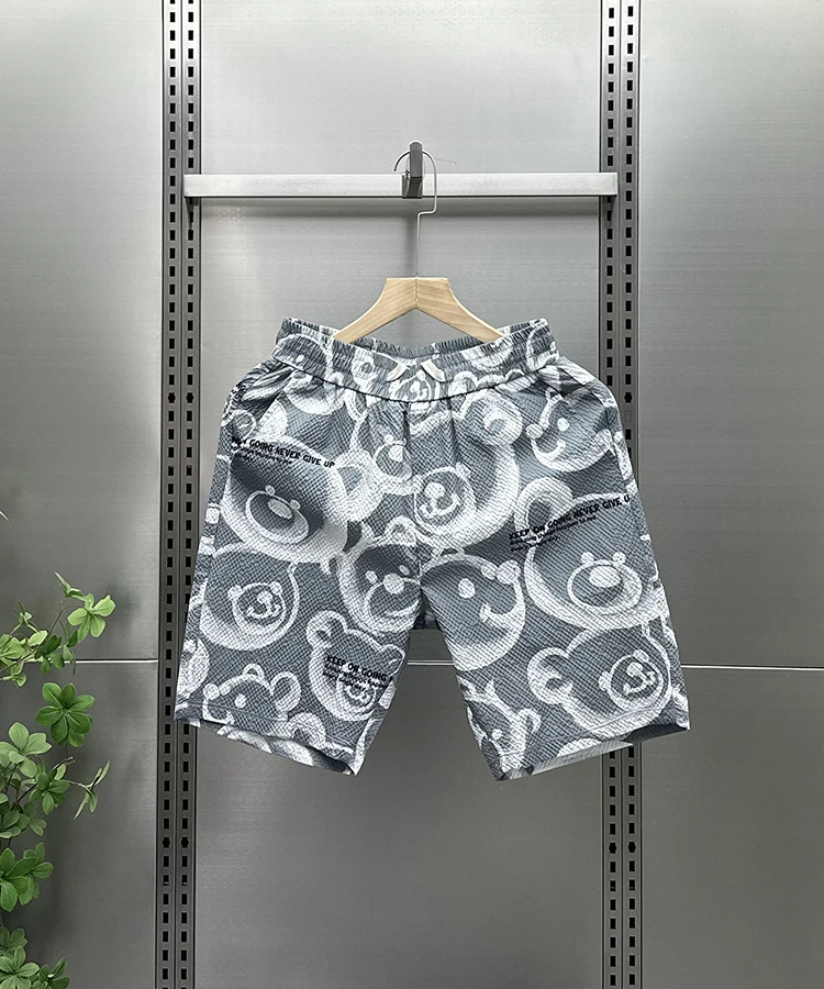 Cartoon Print Men's Shorts Fashion Trend Loose Outdoor Summer New Five-Point Shorts Breathable Quick-Dry Beach Short