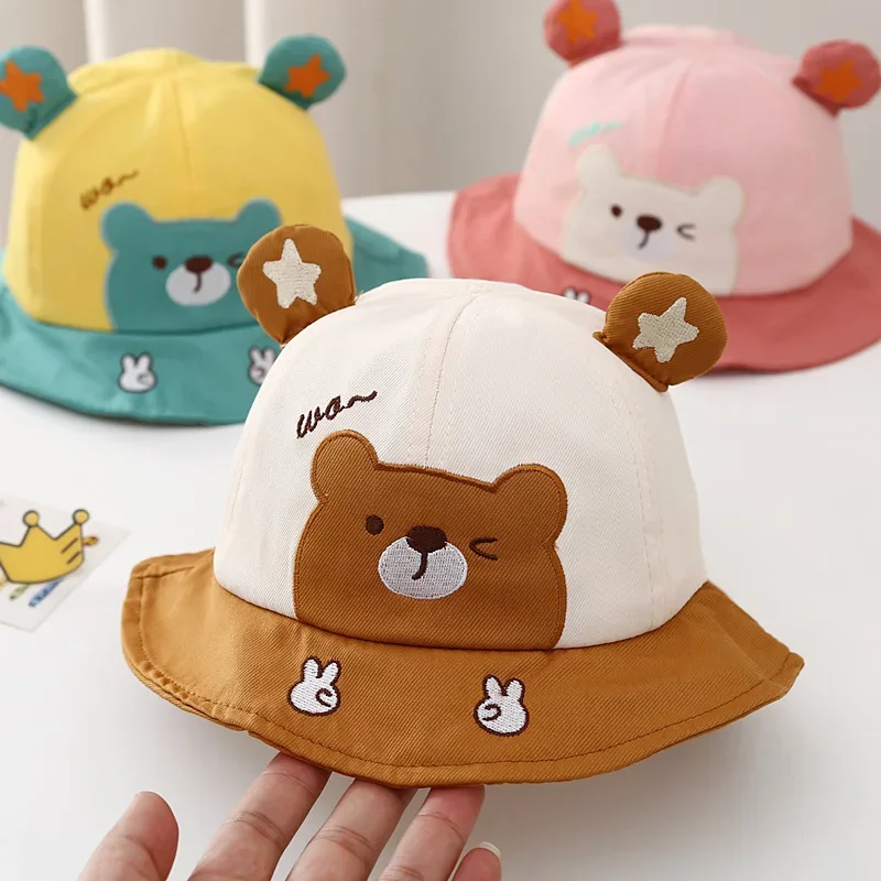 Baby Boy Sun Hat Kids Summer Fisherman\'s Hat Baby Girls Sun Cap Cute Bear Cartoon Frog Children Bucket Hat