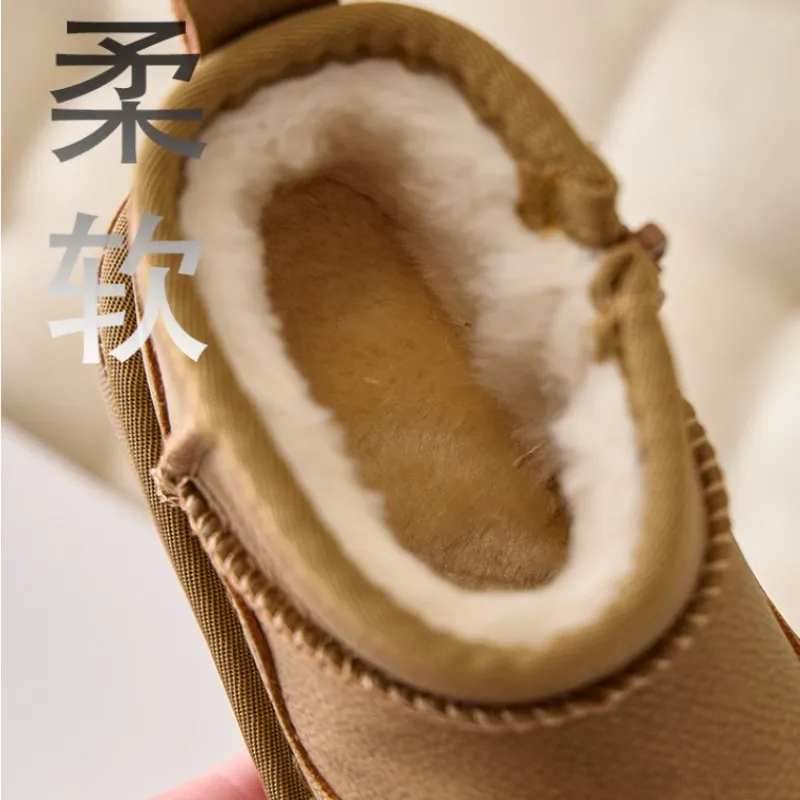 Children's retro soft top short boots autumn winter new styles handsome boys' velvet short boots trendy girls' Oxford boots