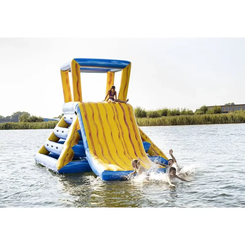 Giant Inflatable Water Park Floating Climbing Tower With Slide Modular Obstacle Course For Adults Kids Outdoor Summer Fun
