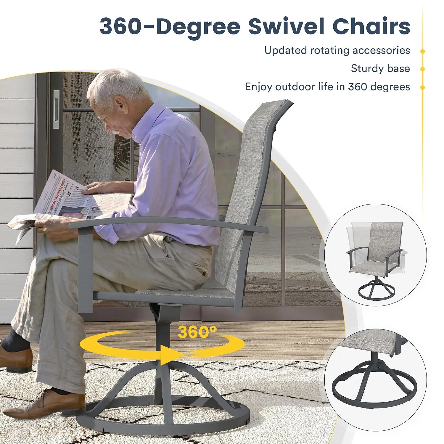 Outdoor Patio Dining Set for 4, 37.8