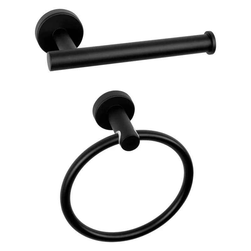 

2Piece Bathroom Towel Ring And Toilet Paper Holder Wall-Mounted Bath Towel Rack And Paper Towel Holder Bathroom Accessories