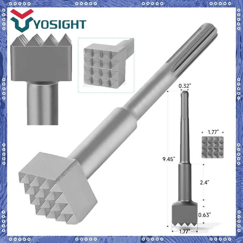 SDS Max Square Head Round Shank Alloy Steel Drill Bit Multifunctional Concrete Breaker Head For Chisel Cement Wall Ground