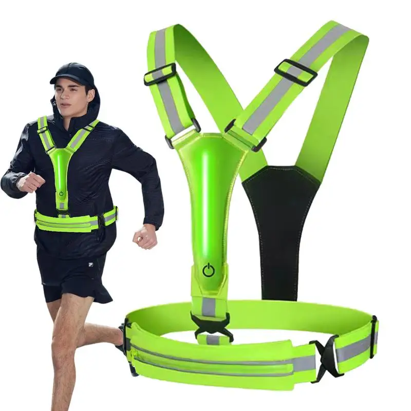 

Safety Reflective Vest LED Light Adjustable Light Cycling Vest Outdoor Night Runners Cycling Hiking Jogging Sports Light Up Vest