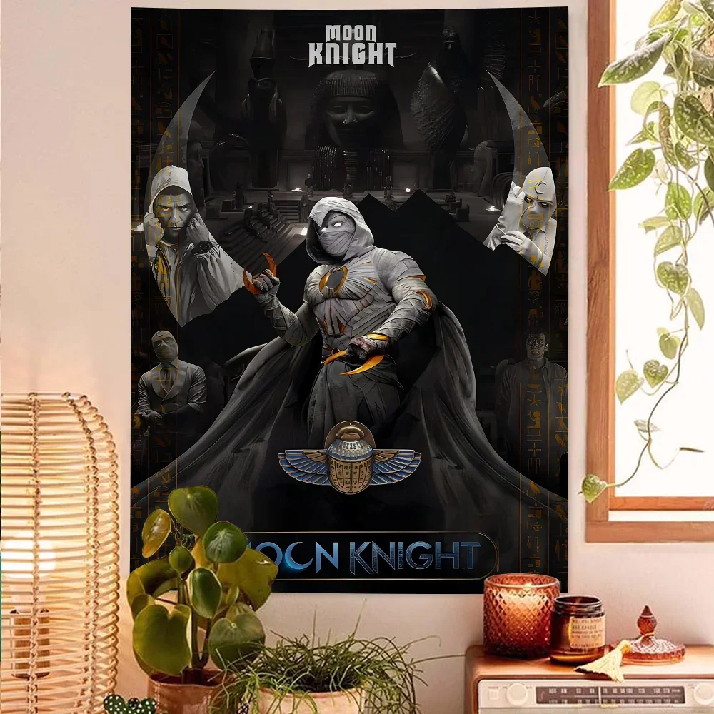 Tapiz de Anime Moon Knight, decoración de pared de Buda indio, brujería, Hippie bohemio, hojas colgantes de pared