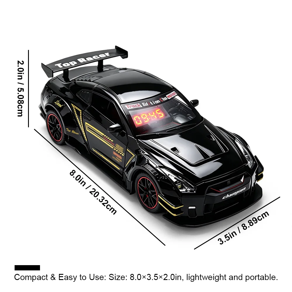 1PCS Sports Hyper Car Model Alarm Clock, With Dynamic Light & Spray, Multi-Functional Desktop Decor & Gift