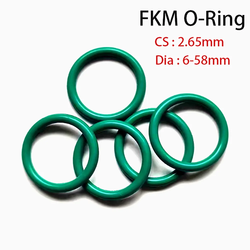 

Green FKM O-Rings Thickness CS 2.65mm Inside Diameter 6/8/10/12/15/20/30-58mm Rubber Oil&High Temperature Resistant Gasket