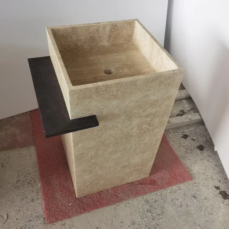 Potted Plants On StandsModern Design Luxury Marble Stone Furniture Beige Travertine Freestanding Basin