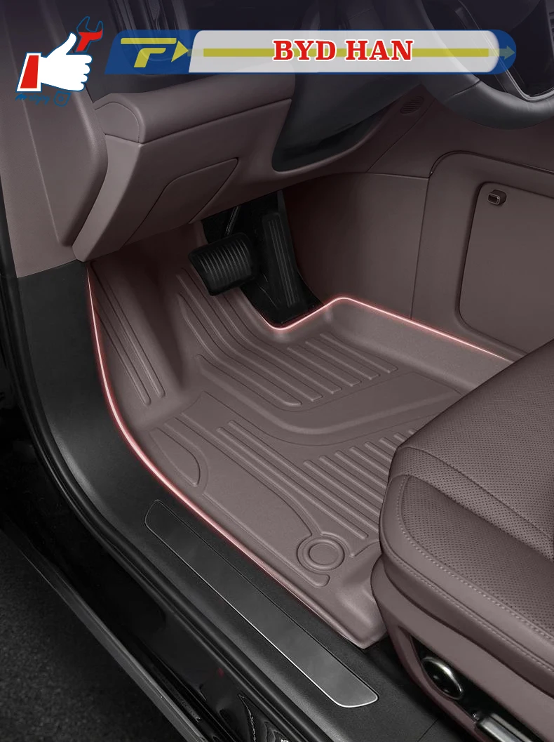 

Автомобильный коврик с левым рулем для BYD HAN DMI EV 2025, полностью окруженный коврик для ног, напольный коврик, водонепроницаемый коврик