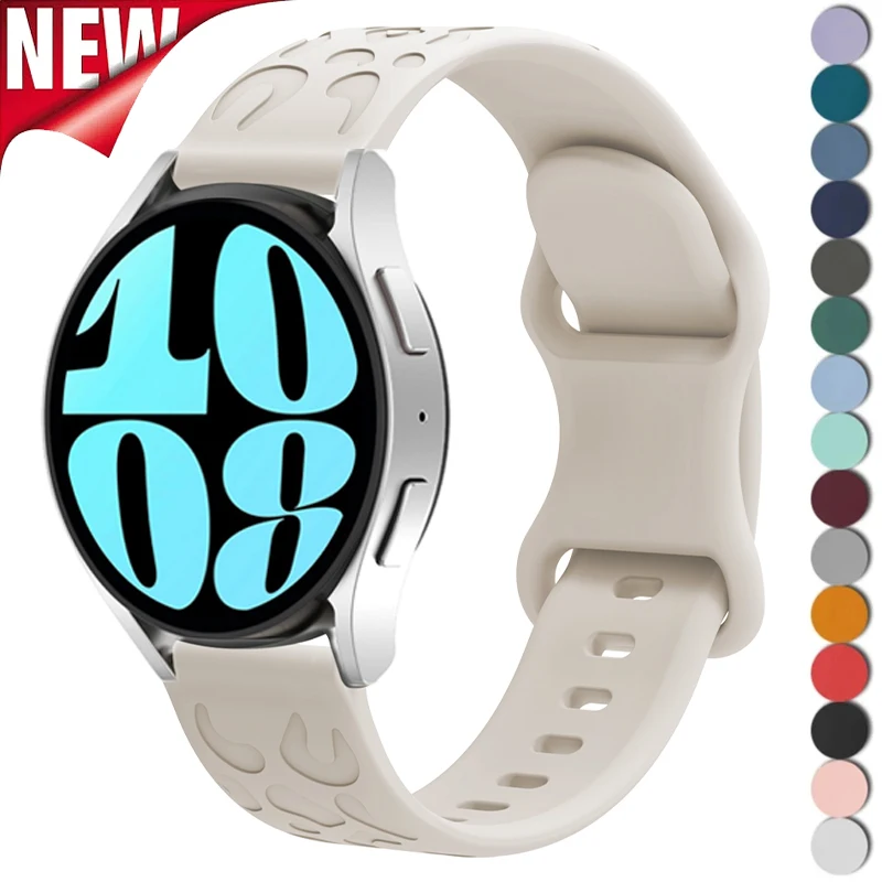 20mm 22mm Engraved Silicone Band for Samsung Galaxy Watch 6 4 Classic 6 5 4 5Pro Strap 18mm Bracelet for Huawei Watch 4 GT3 4Pro