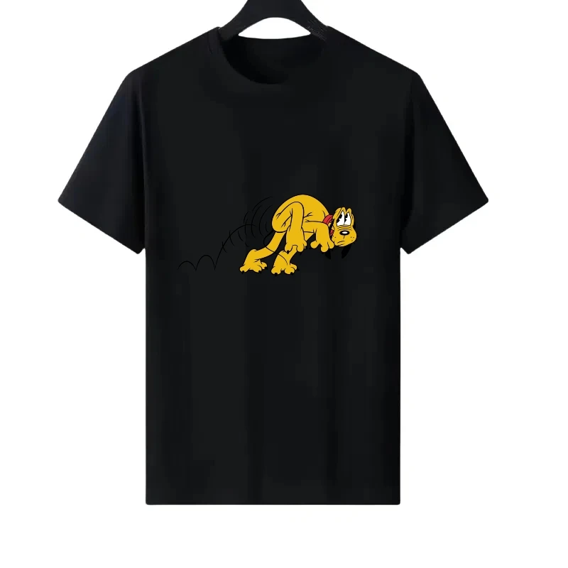 

Disney Pluto Pattern Woman Fashion Round Neck Parent-child Clothing Sporty Ladies Cheap Short Sleeves T-Shirt Men Sweatshirts