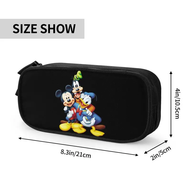 Imagem -04 - Estojo de Grande Capacidade para Meninas e Meninos Bolsa de Caneta Caixa Papelaria Pato Donald Mickey Mouse Personalizado