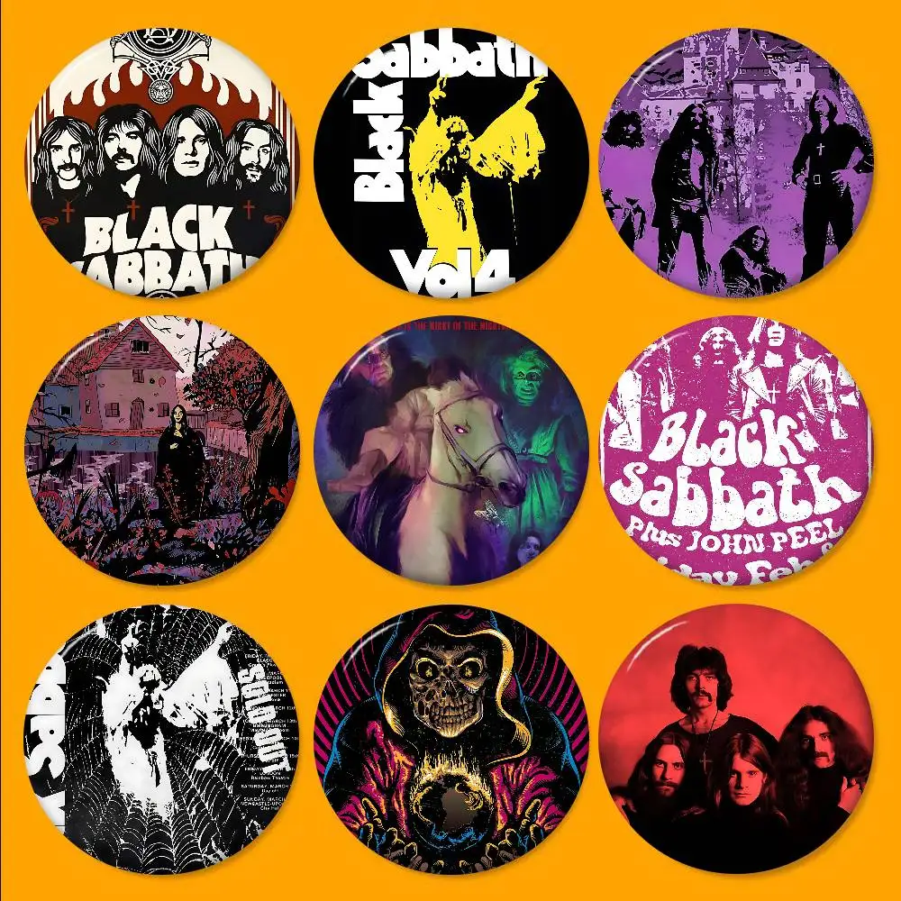 Heißer B-BlackS S-Sabbath Band Cartoon Broschen Anime Abzeichen Runde Handgemachte Brosche Anstecknadeln Schmuck Für Rucksack Kleidung geschenke